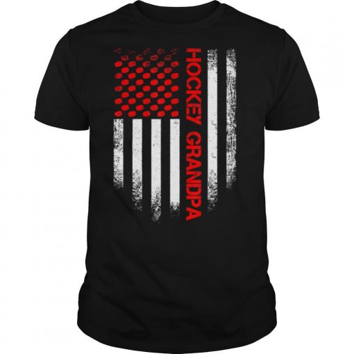 TshirtStation Vintage Usa American Flag Hockey Grandpa Patriotic Shirt X