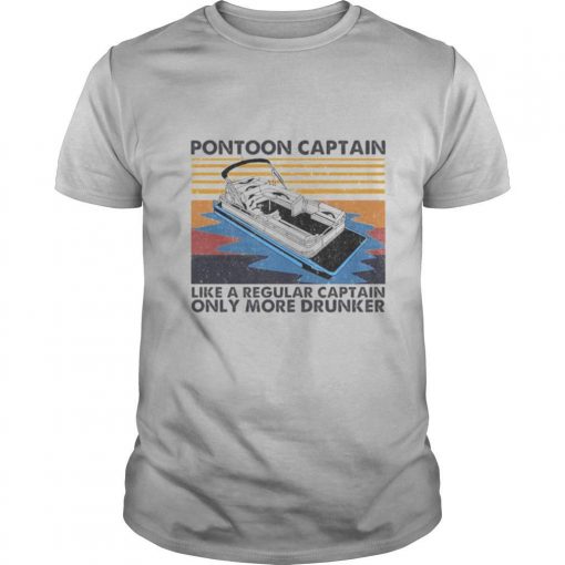 TshirtStation Pontoon Captain Like A Regular Captain Only More Drunker Vintage Shirt X