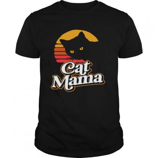 TshirtStation Cat Mama Vintage Eighties Style Cat Retro Distressed Vintage Shirt X