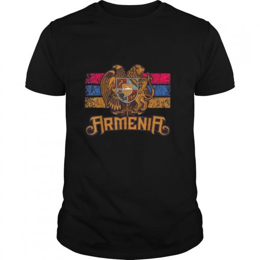 TshirtStation Vintage Armenia Flag Family Crest Armenian Country Shirt X