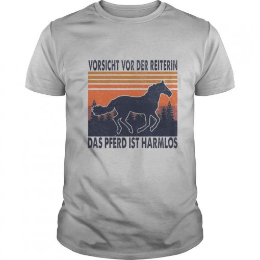 Horse Vorsicht Vor Der Reiterin Das Pferd Ist Harmlos Vintage Retro Shirt0 510x510 1