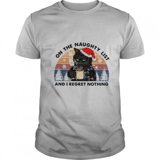 Santa Black Cat On The Naughty List And I Regret Nothing Vintage Shirt0 510x510 1
