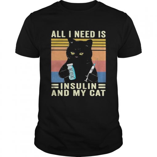 All I Need Is Insulin And My Cat Black Cat Vintage Unisex 510x510 1