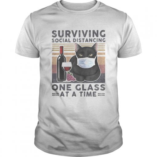 Black Cat Face Mask Wine Surviving Social Distancing One Glass At A Time Vintage Retro Unisex 510x510 1