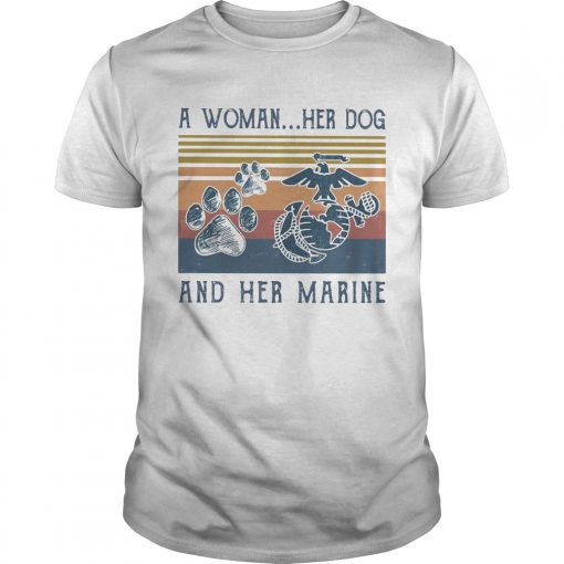 A Woman Her Paw Dog And Her Us Marine Vintage Retro Unisex 510x510 1