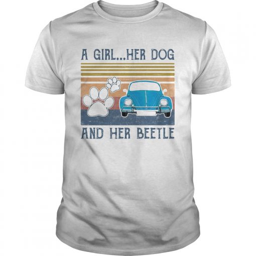 A Girl Her Dog Paw And Her Beetle Car Blue Vintage Retro Unisex 510x510 1