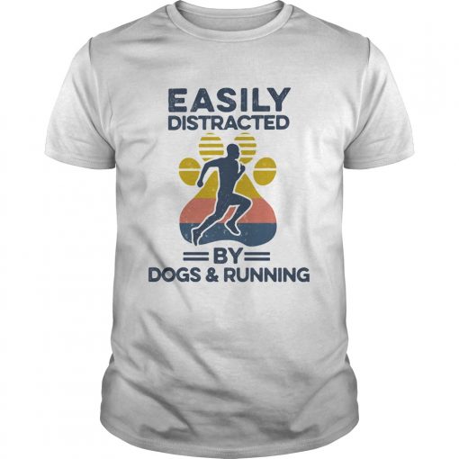 Easily Distracted By Dogs And Running Footprint Vintage Retro Unisex 510x510 1