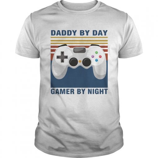 Daddy By Day Gamer By Night Happy Fathers Day Vintage Retro Unisex 510x510 1