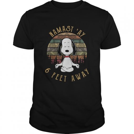 Snoopy Peanuts Dog Namastay 6 Feet Away Vintage Unisex 510x510 1