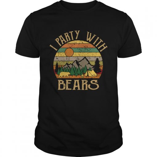 I Party With Bears Funny Camping Drinking Vintage Shirt Unisex 510x510 1