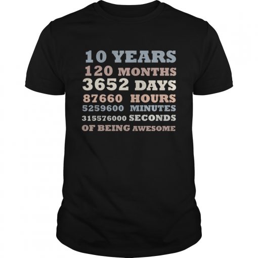 156697743410 Years Old 10th Birthday Vintage Retro T Shirt 120 Months T Shirt Unisex 510x510 1