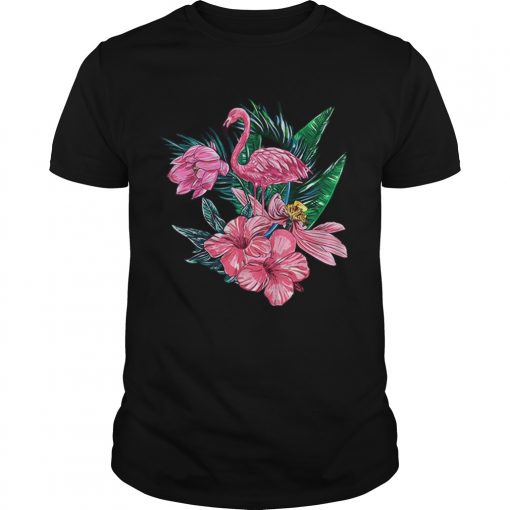 Pink Flamingo Watercolor Hawaiian Flowers Floral Unisex 510x510 1