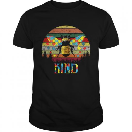 Bee Kind Autism Awareness Vintage Sunset Unisex Shirt 510x510 1