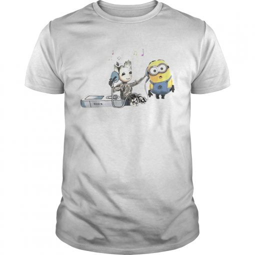Groot And Minion Listening To Music Unisex Shirt 510x510 1