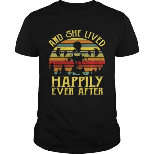 And She Lived Happily Ever After Weightlifting Vintage Gift tShirt