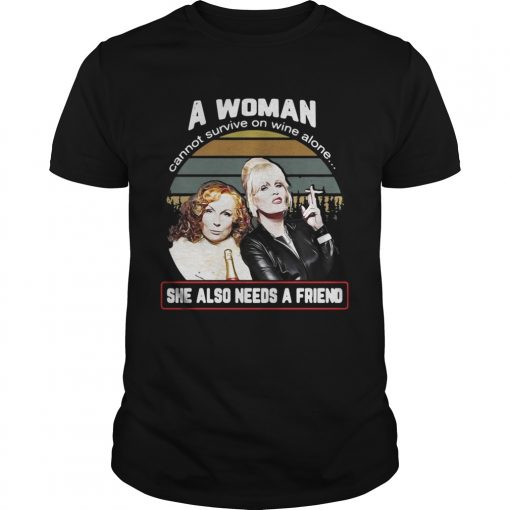 A Woman Cannot Survive On Wine Alone She Also Needs A Friend Vintage Guys Tee 510x510 1
