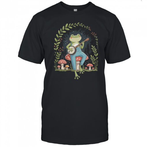 Cottagecore Aesthetic Frog Playing Banjo On Mushroom Cute Shirt Mens T Shirt Glw5sn 510x510 1