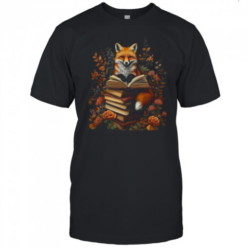 Cottagecore Aesthetic Floral Fox With Book Cute Goblincore Shirt Mens T Shirt Rmtwsa 510x510 1
