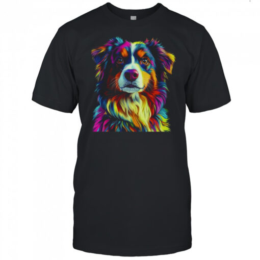 Australian Shepherd Dog Colorful Face Dog Lover Men Women Shirt Mens T Shirt Xlpexd 510x510 1
