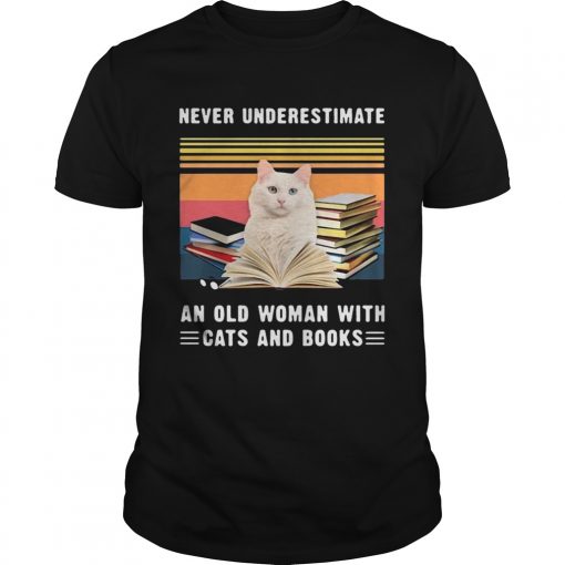 Never Underestimate An Old Woman With Cats And Books Turkish Van Cat Vintage Retro Unisex 1 510x510 1