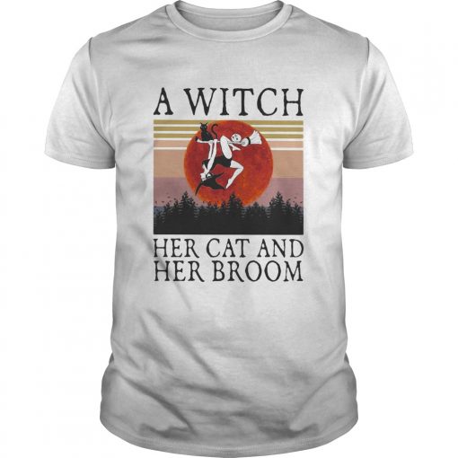 A Witch Her Cat And Her Broom Vintage Retro Unisex 510x510 1
