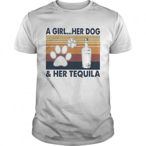 A Girl Her Dog And Her Tequila Footprint Vintage Retro Unisex 510x510 1