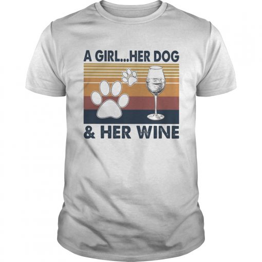 A Girl Her Dog And Her Wine Footprint Vintage Retro Unisex 510x510 1