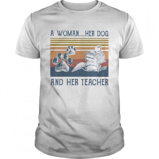A Woman Her Dog And Her Teacher Footprint Vintage Retro Unisex 510x510 1