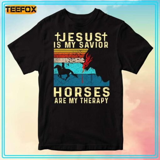 Jesus Is My Savior Horses Are My Therapy Vintage T Shirt 1 L5hi 510x510 1