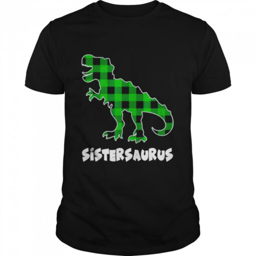 Sister Saurus T Rex Dinosaurs Plaid St Patricks Day Shirt Classic Mens T Shirt