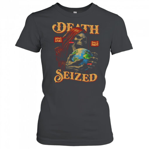 Death Seized Graphic Elevenx 2025 Grim Reaper Globe T Shirt Womens T Shirt Goaxlo