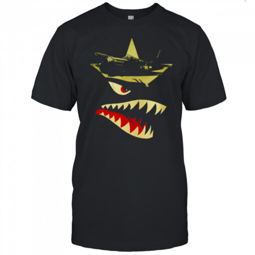 Military Fighter Plane Star Emblem Angry Shark Mouth Graphic Vintage War Art Shirt Mens T Shirt Ebs4xp 510x510 1
