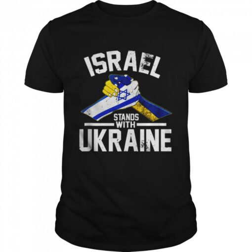 Israel Stands With Ukraine Ukrainian Israeli Flags Classic Mens T Shirt 1