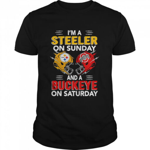 Im A Pittsburgh Steelers On Sunday And A Ohio State Buckeyes On Saturday Shirt Classic Mens T Shirt