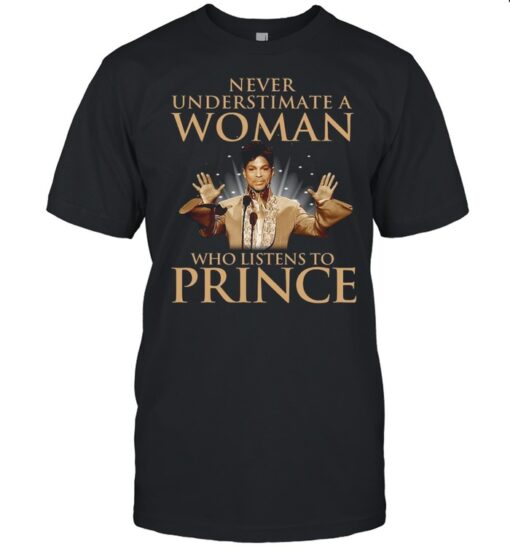Never Underestimate A Woman Who Listens To Prince Shirt Classic Mens T Shirt 1
