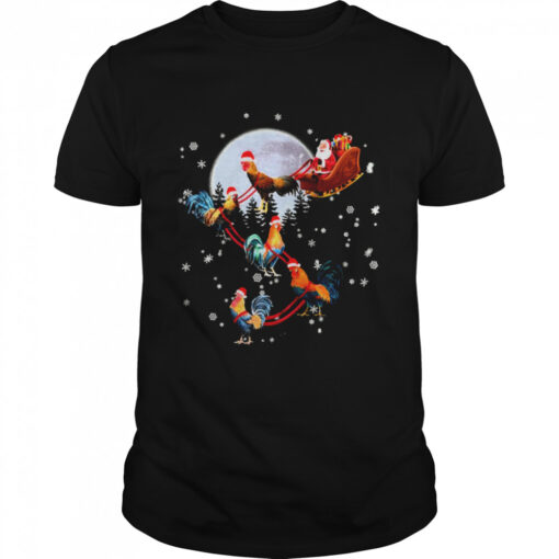 Rooster Sled Christmas Tl Graphic Xmas Shirt Classic Mens T Shirt