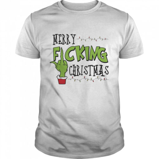 Merry Fucking Christmas Grinch Middle Finger Shirt Classic Mens T Shirt