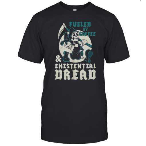 Grim Reaper Fueled By Coffee Existential Dread Shirt Mens T Shirtqu