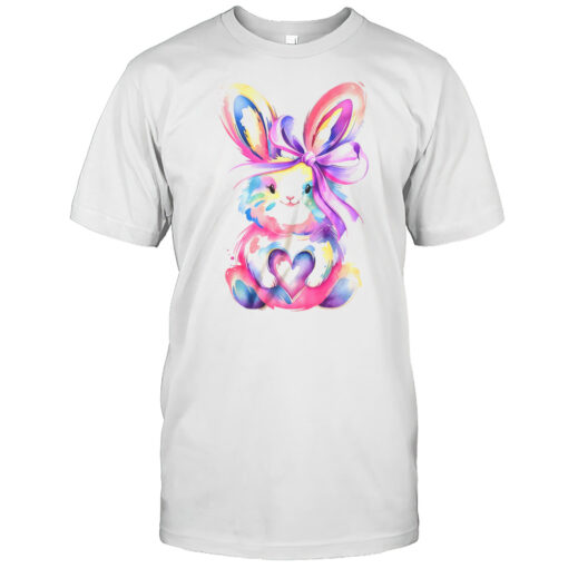 Brushstroke Bunny Easter Pink Bunny Coquette Bow Girls Shirt Mens T Shirtsg