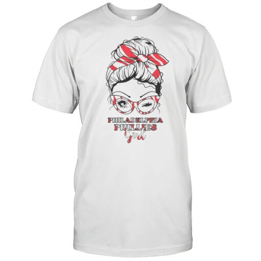 Messy Bun Girl With Glasses Philadelphia Phillies Girl Shirt Mens T Shirthl