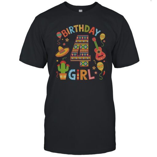 Mexican Party 4th Birthday Girl Fiesta 4 Year Old Shirt Mens T Shirtxz