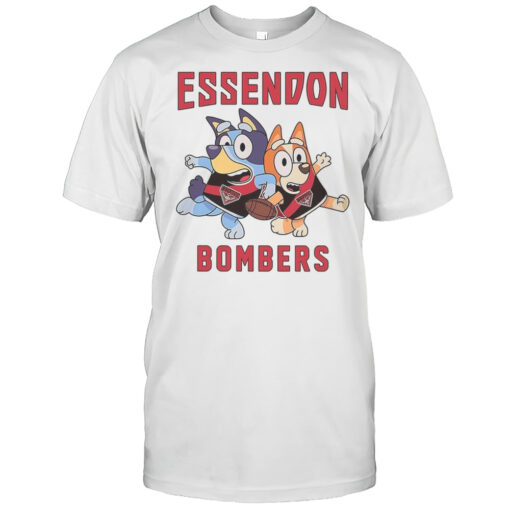 Essendon Bombers Bluey Bandit Heeler And Chilli Heeler Shirt Mens T Shirt1r