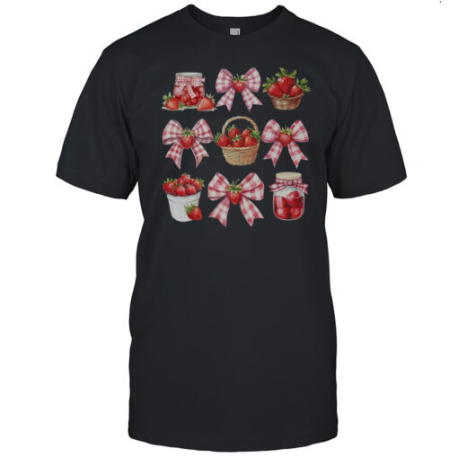 Strawberry Bow Coquette Bow Strawberries Festival Girls Women Shirt Mens T Shirt62