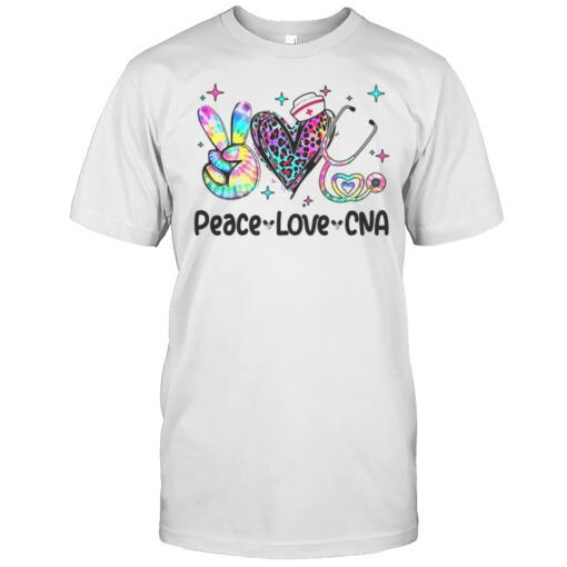 Peace Love Cna Leopard Heart Stethoscope Nursing Nurse Week Shirt Mens T Shirttp