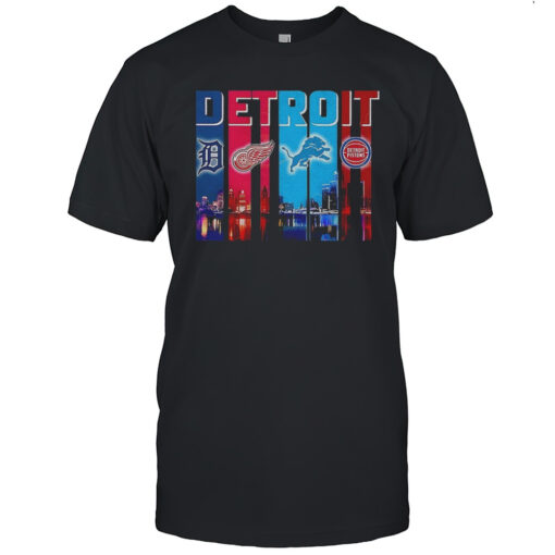 Detroit Tigers X Detroit Red Wings X Detroit Lions X Detroit Pistons Logo Shirt Mens T Shirtsp