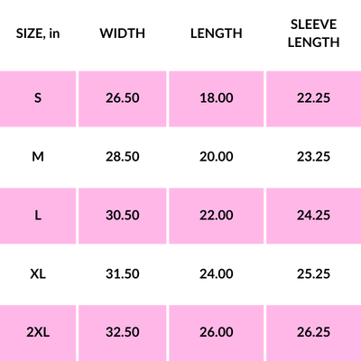 PRODUCT SIZE GUIDE 7 Size Guid Unisex Long Sleeve Tee
