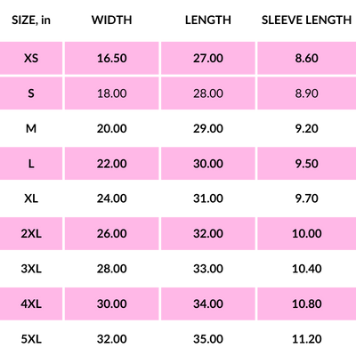 PRODUCT SIZE GUIDE 21 Size Chart Unisex Jersey Short Sleeve Tee