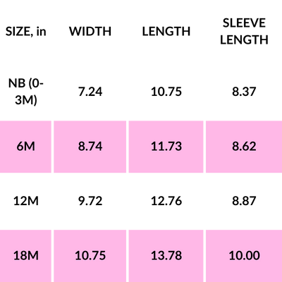 PRODUCT SIZE GUIDE 17 Size Chart Infant Long Sleeve Bodysuit