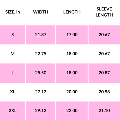 PRODUCT SIZE GUIDE 2 Size Chart Women's Cropped Sweatshirt