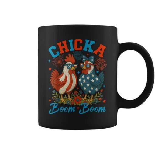 Chicka Boom Boom Patriotic Chicken 4Th Of July Usa Men Coffee Mug